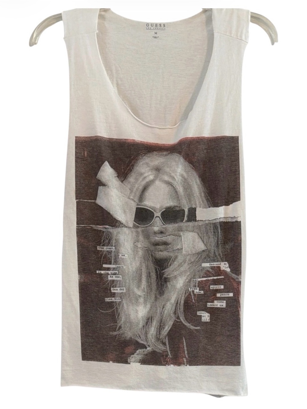 Vintage Guess Anna Nicole Smith Collage Tank Top Twisted Open Cutout Back M